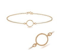 Rose Gold Plated Circle Rope Silver Bracelet BRS-212-RO-GP